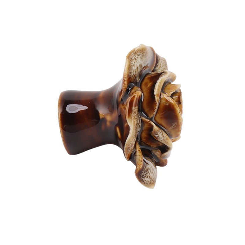 6Pcs Cabinet Knob Rose Flower Shape Delicate Ceramic Knob for