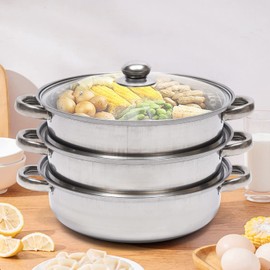 3 Tier Stainless Steel Steamer, Pot Food Steamer Cooker Steam Pot Set Stainless Steel Kitchen Cookware Hot Pot