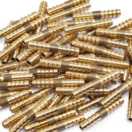 LTWFITTING Brass Barb Splicer Mender 1/4-Inch Hose ID Fitting for Vehicle Fuel System Heater System (Pack of 50)