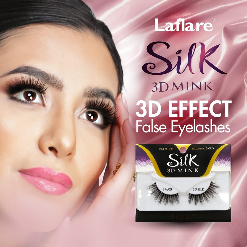 Laflare 3D SILK MINK Premium Faux Mink Eyelashes, Cat Eyes,