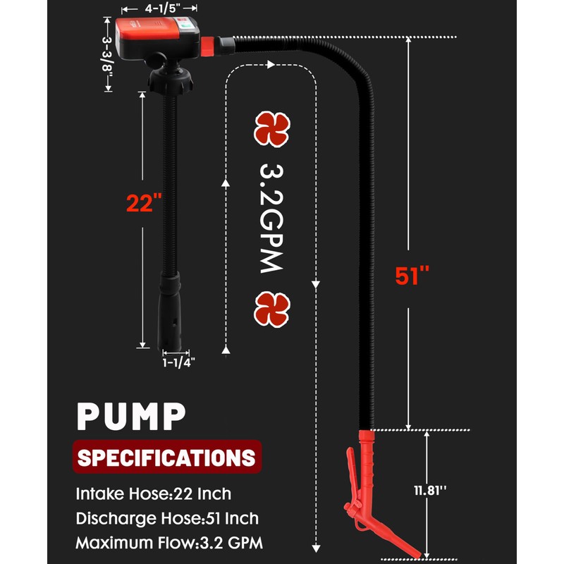 FUELIO Fuel Transfer Pump Battery Powered with Nozzle - Gas