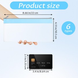 6 Pack Money Bags with Zipper Multi-Purpose Money Pouch Set Colors Moneys Pouch Clear Zipper Cash Envelopes Coin & Check Wallet with 6 Colors Bank Deposit Bags for Check Wallet Collectors