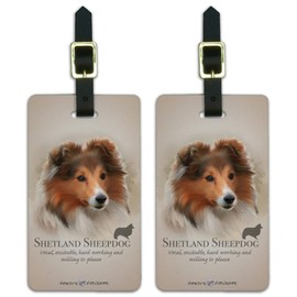 Shetland Sheepdog Dog Breed Luggage ID Tags Suitcase Carry-On Cards - Set of 2