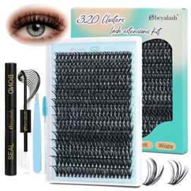 Lash Extension Kit for Beginners, 320pcs Lash Cluster Kit Individual Lashes Kit Fake Lashes D Curl Lashes Cluster DIY Lash Extension Volume 40D Mixed 9-16mm with Lash Bond and Seal, Lash Applicator