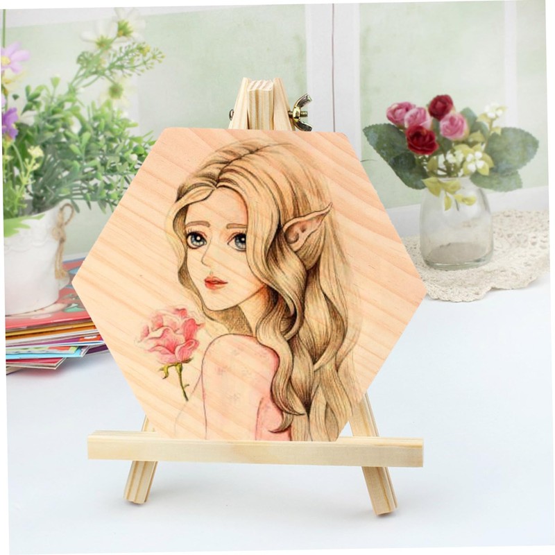 DOITOOL 2Pcs Unfinished Solid Wood Hexagon Panels for DIY Crafts