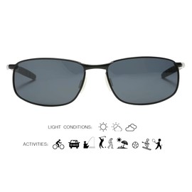 ZHILE Polarized Sunglasses for Men, 8-base Curve Wrap Metal Frame for Fishing Sporting Driving (2 PACK (Black & Brown, 57)