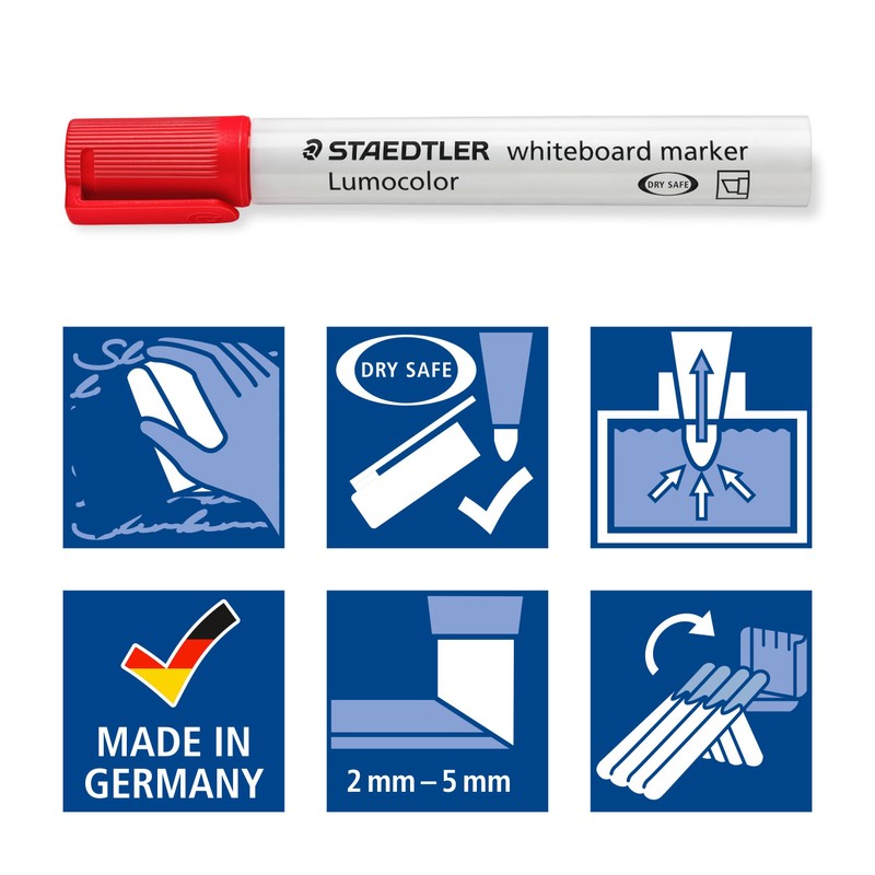 Staedtler 351 B WP6 Lumocolor Whiteboard Markers Square, Set of