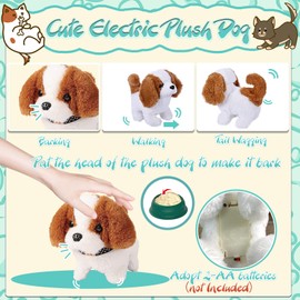 STAY GENT Robot Dog Toy Children Gifts Girls Toy from 2 3 4 5 6 7 Years, Pack of 12 Role Play Interactive Electronic Dog Plush Cuddly Toy Runs Barks & Transport Cage Pet