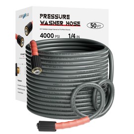 AURORA CAR Pressure Washer Hose 50FT 1/4", Kink Resistant Power Washer Hose Compatible with M22 Fittings, Replacement For Most Brand Pressure Washers, 4000 PSI, Grey