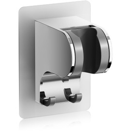 JONKEAN JONKEAN Duschkopfhalterung ohne Bohren, 3M Kleber Handbrause Halterung, 45?? Verstellbare Duschbrause Halterung, Duschhalterung, Dusche Brausehalter mit 2 Haken (2.Chrom, 1 St1ck)