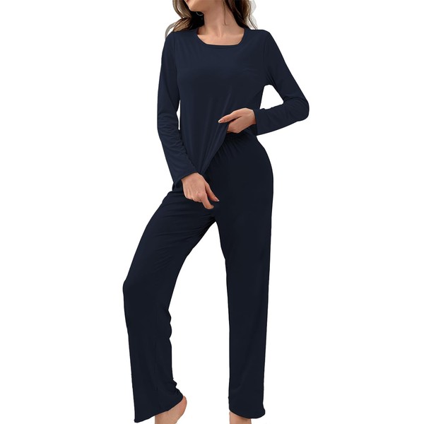 Bunanphy Soft Long Sleeve Floral Womens Pyjamas Set Two Piece