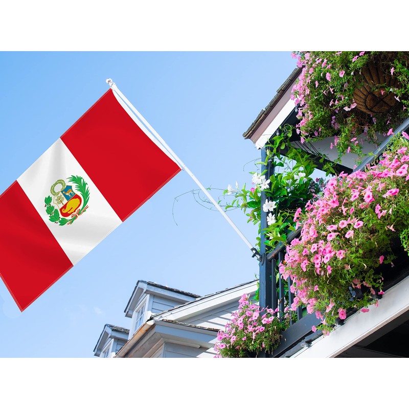 3×5 FT Peru Flag, Large 75D Peruvian National Outdoor Banner,Decor