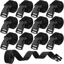 Toulite 12 Pcs Web Football Belts Canvas Belt Long Web Belt Flag Football with Metal for Men Women Kids 1 Inch Wide(Black,Snap Buckle Style)