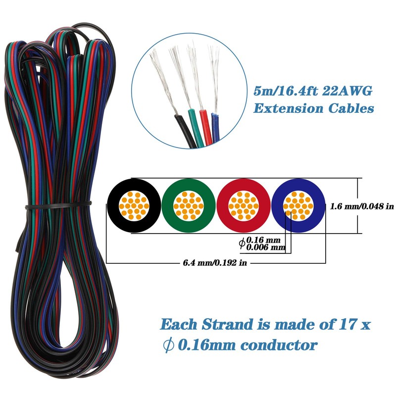 20 Conectores de Tira de Luz LED de 4 Pines