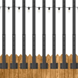 Beizelte 8 Pack 2.8Ft Suspension Outdoor String Light Poles for Outside String Lights Hanging,with Clip and Holder,Light Post Mounting Stand for Patio Fence Wall Garden Backyard Deck