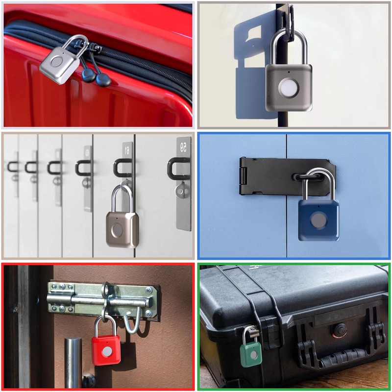 Pothunder Fingerprint Padlock, Smart Metal Keyless Fingerprint Lock, Waterproof, USB