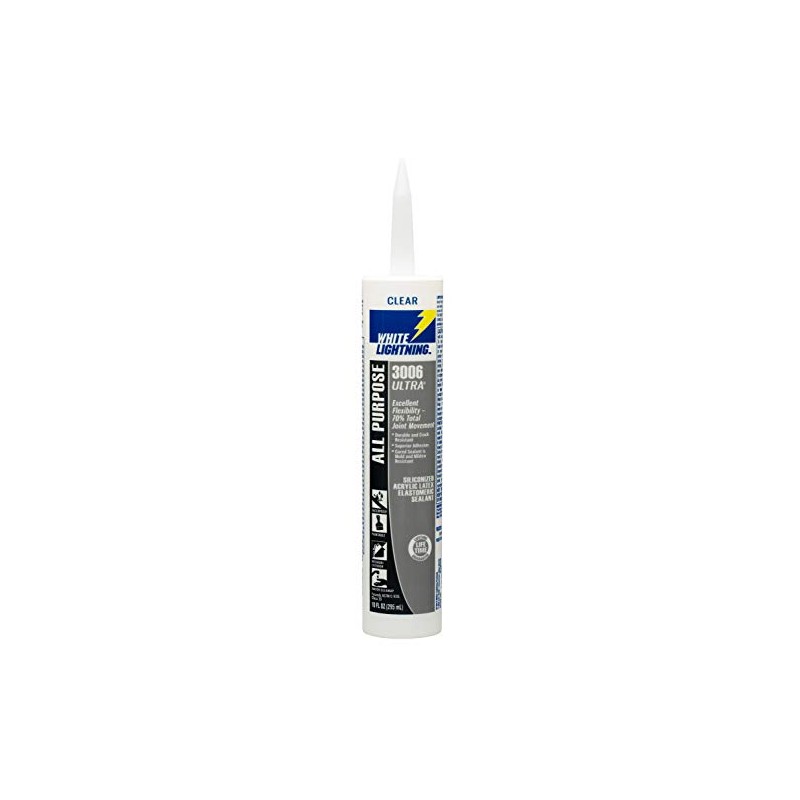 White Lightning W11001010 3006 Ultra All Purpose Elastomeric Sealant, Clear,