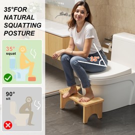 WBKATN Wooden Squatting Potty for Adults, 6.7 Inch Toilet Stool Squat Adult, Non-Slip Natural Wood Poop Stool for Bathroom with Ergonomic Design, Portable Toilet Foot Stools for Healthy Posture