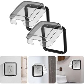 WADY 2 Piezas Caja De Enchufes Impermeable Protectores De Salida Para Bebes Afuera Protector De De Corriente Tapas De Salida a Prueba De Bebés Pandilla Enchufes Dobles El Plastico (Negro)