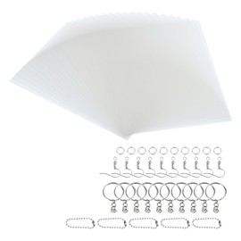 PATIKIL 20 x 14.5cm Shrink Plastic Sheets Set of 20 Printable Sanding Blank Heat Shrink Film Sheets with Key Holder Accessories for DIY White