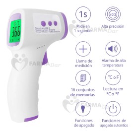 Termometro Digital Infrarrojo Medico De Frente Sin Contacto Blanco
