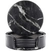 Leather Coasters with Holder Set of 6,Black Marble Coasters for