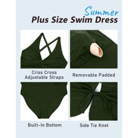 Blooming Jelly Womens Plus Size Bathing Suit One Piece Swimsuit Curvy Swimsuits for Women Tummy Control(Green,XX-Large)