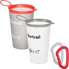 Burtrail Collapsible Running Water Cup,Ultralight Reusable Cup Running for Ultra Running,Trail Running,Backpacking,Camping-BPA Free,200 ml/6.8 oz-2Pack, Gray & White