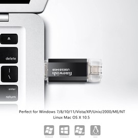 USB C Stick 64GB Memory 40MB/s Dual Drive Type C + USB 3.0 Flash Drive Memory Stick Compatible with Android Phone, MacBook/Pro/Air and More (Black)