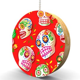 Day of the Dead Fiesta Skulls Hardwood Oak Fan/Light Pull