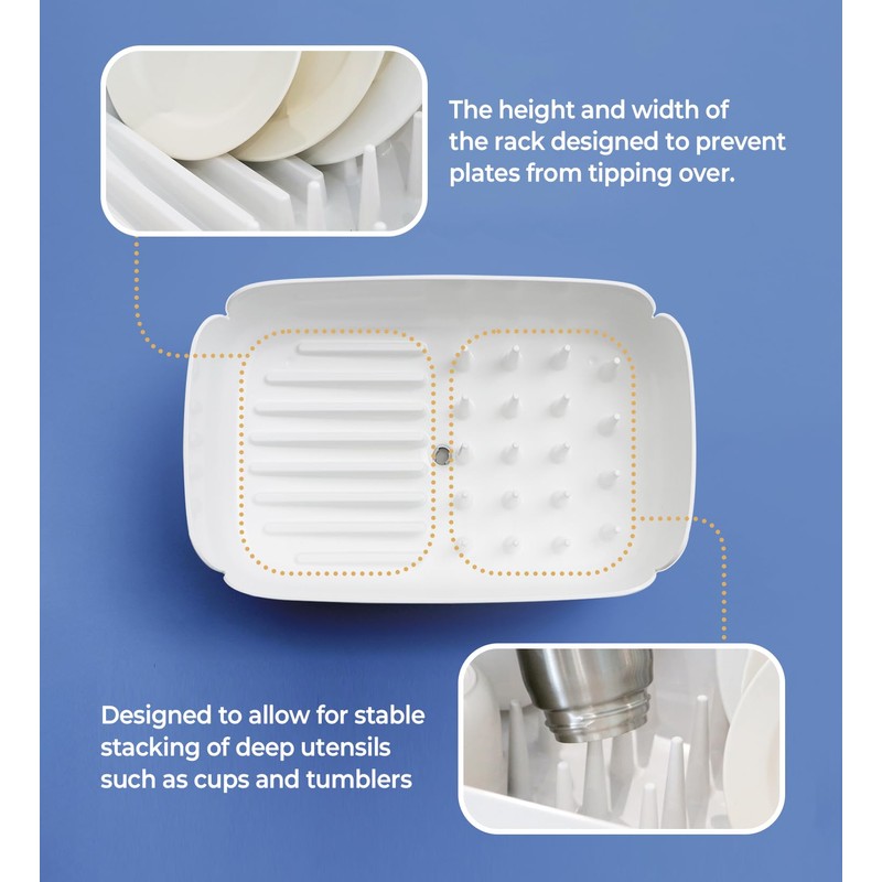 carrotez Split-Design Small Dish Drying Rack, Space-Saving Dish Drainer for