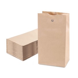 [150 Pack] 12 LB 13 x 7 x 4.5" Kraft Paper Bags Grocery Lunch Retail Shopping Durable Natural Brown Barrel Sack