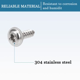 QUARKZMAN 2 x 8 mm Self-Tapping Screws x 50 Pieces 304 Stainless Steel Phillips Screw Fasteners Bolts Flat Head for Construction and Repair, [Silver]