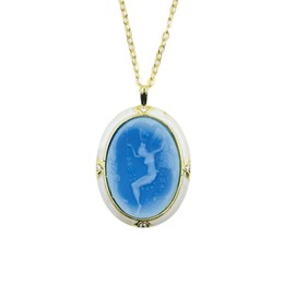 TAMHOPE Cameo Lady Queen Goddess Necklace Enamel Medal Necklace, Oval Lady Maiden Cameo Necklace, Cameo Jewellery for Women, One size, Agate