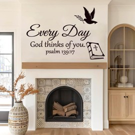 Bible Verse Wall Stickers Inspirational Quote Motivational Scripture Sticker Peel and Stick Wall Decals Religious for Living Room Family Home Bedroom Decor