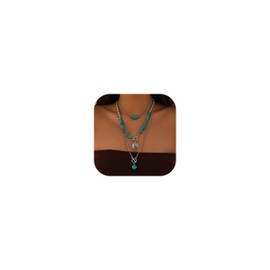 Western Necklaces Boho Layered Charm Necklace for Women Turquoise Western Jewelry Cowgirl Accessories