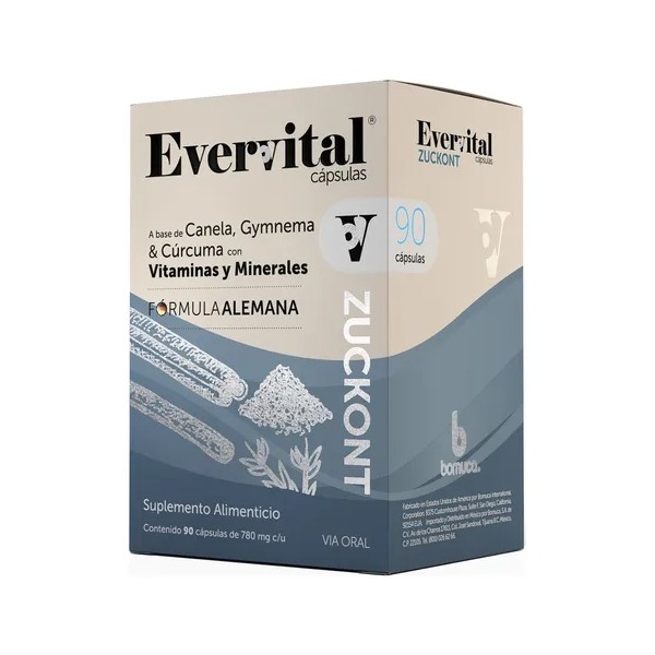 Evervital Zuckont | Suplemento Natural con Gymnema, Canela, Cúrcuma y