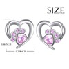 Dog Earrings 925 Sterling Silver Cute Pink Heart CZ Cat