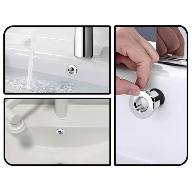 KAPSING Pack of 2 Sink Overflow Covers, Round Brass Kitchen