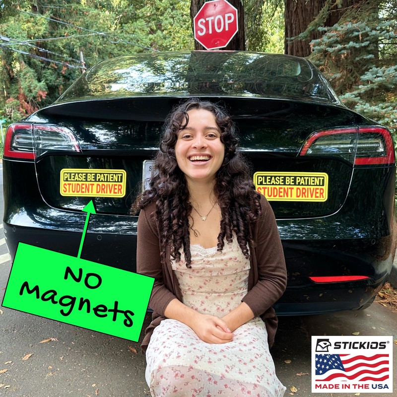 Stickios Student Driver Stickers (Non-Magnetic) for Cars & Windows -