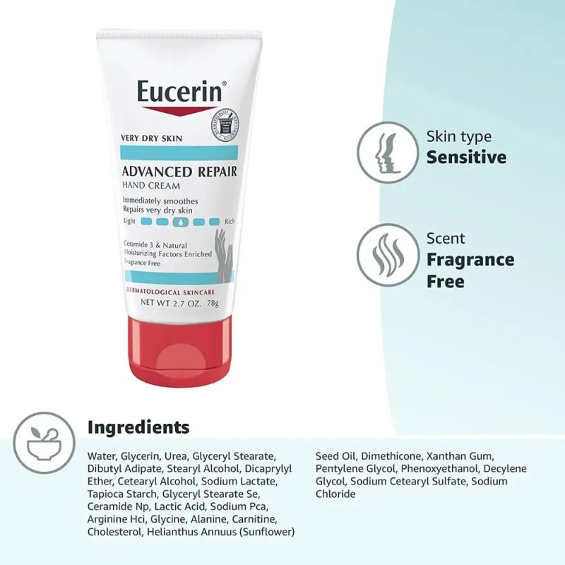 Eucerin Crema De Manos Advanced Repair Para Pieles Muy Seca
