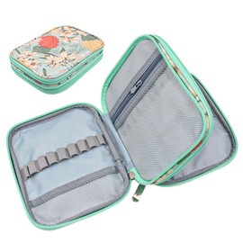 WANGCL Crochet Hook Case Portable Travel Crochet Storage Bag with Web Pocket and Crochet Holders Slots for Carrying Various Knitting Accessories (Bag Only)