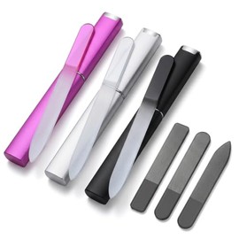 6 Pcs Glass Nail File Polisher Set for Natural Nails, Crystal Glass Fingernail Files and Nano Glass Nail Shiner Double Sided Etched Nail Buffer