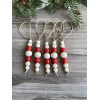 Handmade Set of 5 Natural & Red Wood Bead Christmas