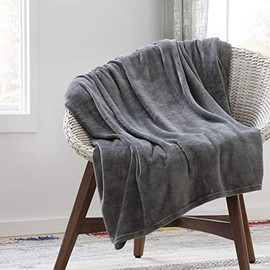 Linenspa Flannel Fleece Blanket - Super Soft - Breathable - Machine Washable - Polyester - Multiple Colors Available, Gray, Throw (50x60 Inches)