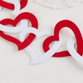 Red and White Valentine Heart Chain Garlands by Factory Direct Craft - 2 Heart Garlands for Valentine's Day and Sweetest Day Decorating 5-1/2 Feet Long Each (11 Feet Total)