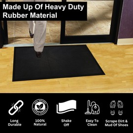 A1HC New Natural All Rubber Premium Stud Rubber Fingertip Entrance Floor Mats Keep Mud and Dirt Away for Commercial and Residential, Front and Back Door, Garage, Entrances, Restaurants etc. 18"x30"