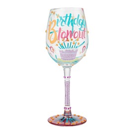 Enesco Designs by Lolita Birthday Blowout Hand-Painted Artisan Wine Glass, 1 Count (Pack of 1), Multicolor