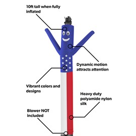 LookOurWay American Flag Themed Air Dancers Inflatable Tube Man Attachment, 10-Feet (No Blower)