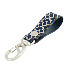 Indenya 4701-14-179 Belt Strap, Key Chain B, Deer Leather, Navy Blue Base x White Lacquer, Cloisonne Connected Pattern, multicolor (navy / white)